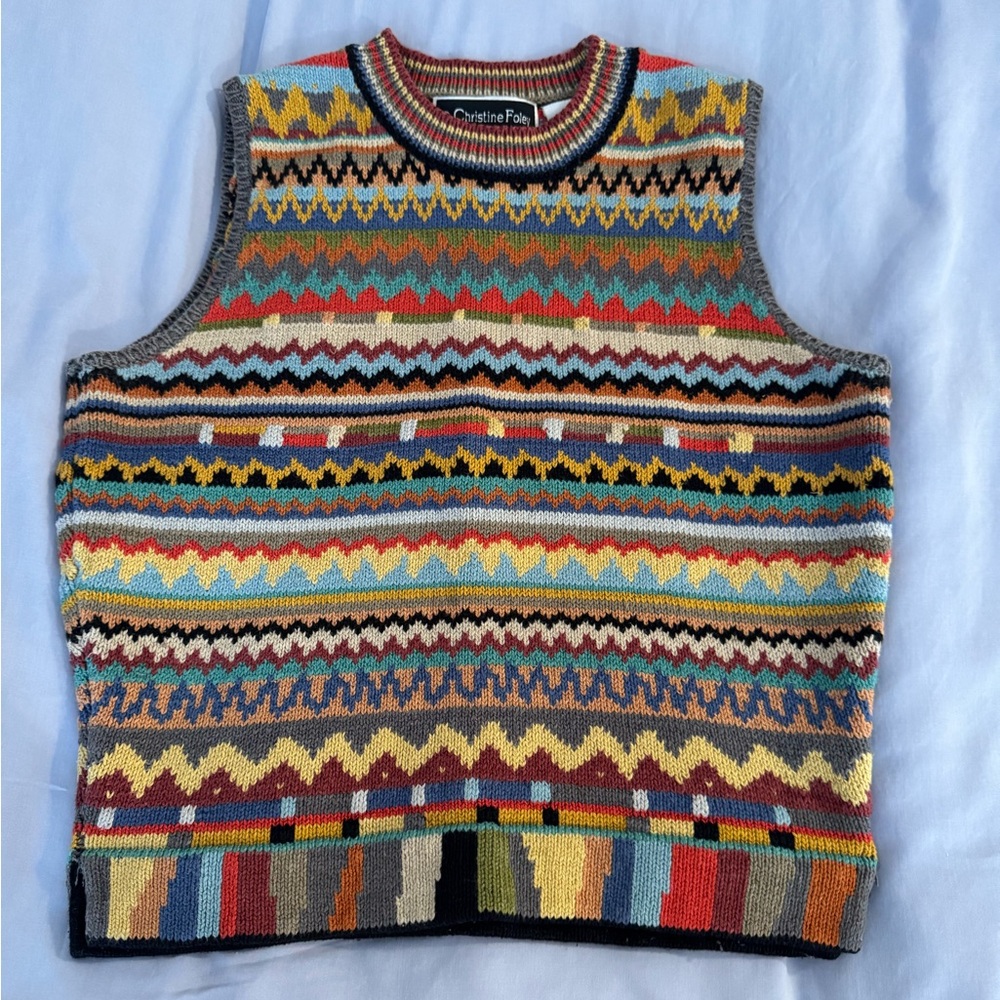 Christine Foley Colorful Knit Sweater Vest SZ 2